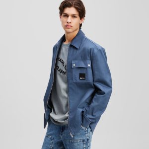 MIXED-MATERIAL OVERSHIRT