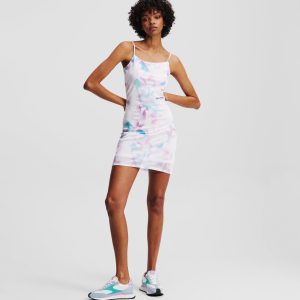 FLORAL-PRINT MESH DRESS