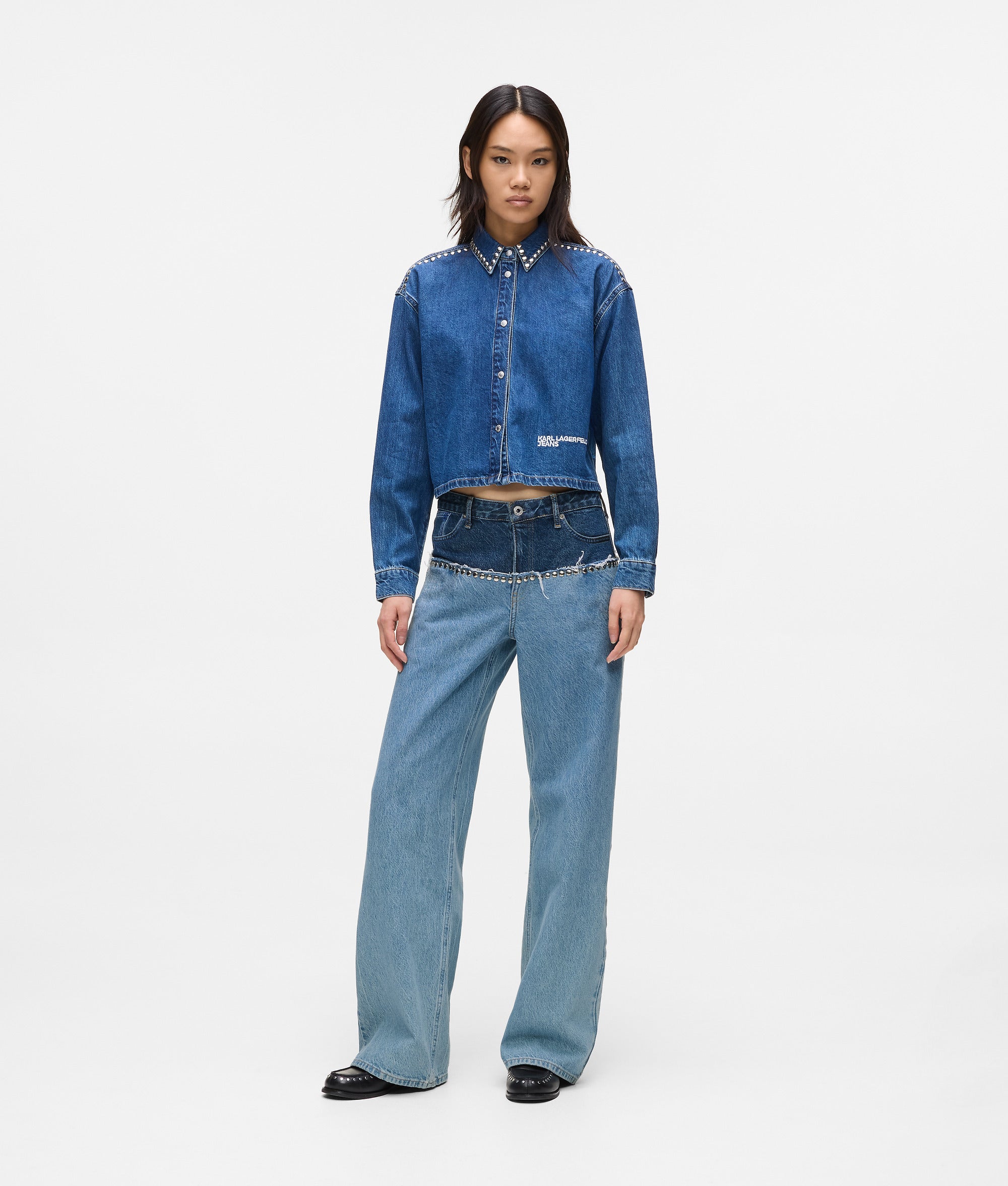 Colorblock relaxed jeans