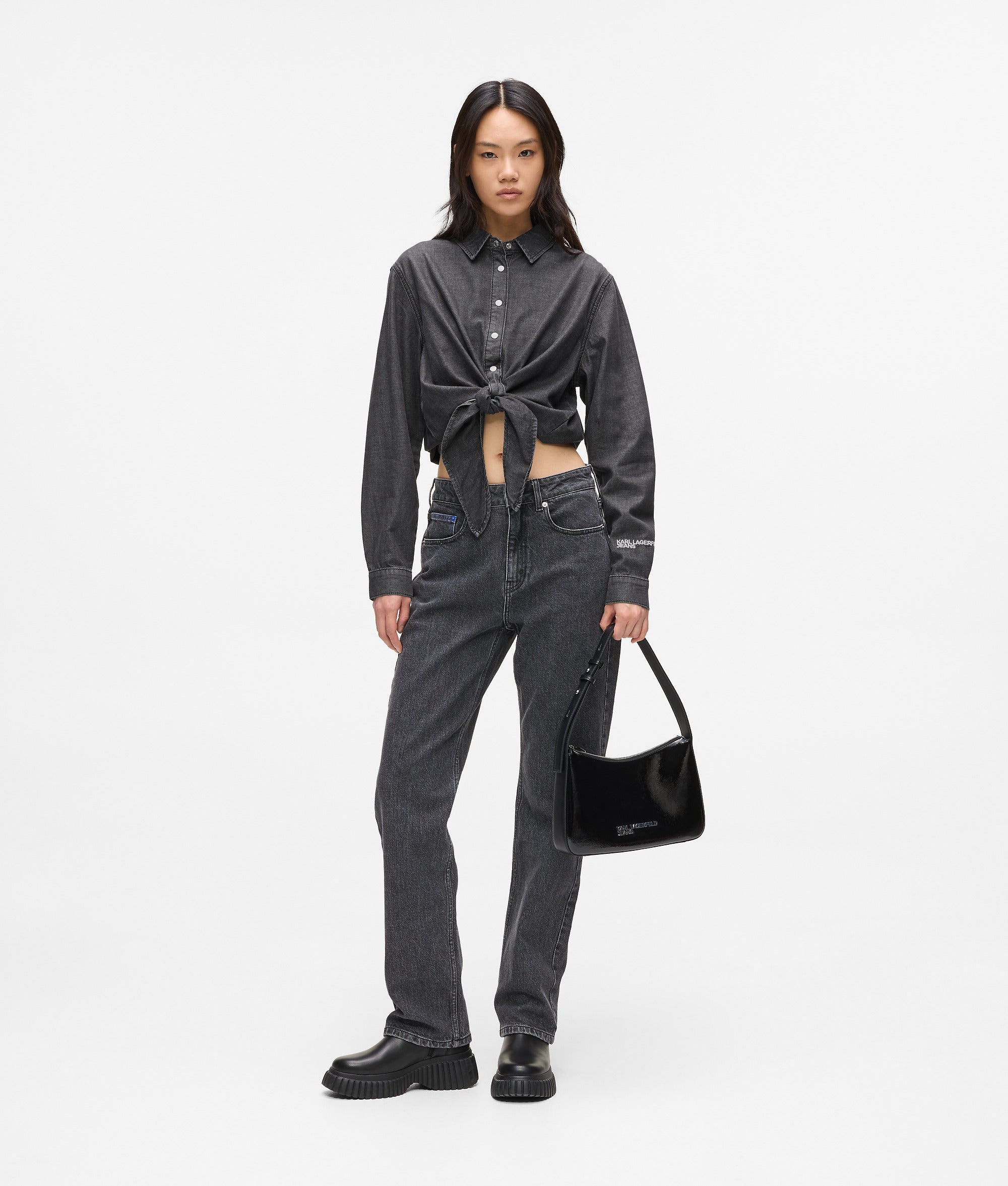 Tie-front denim shirt - Image 4