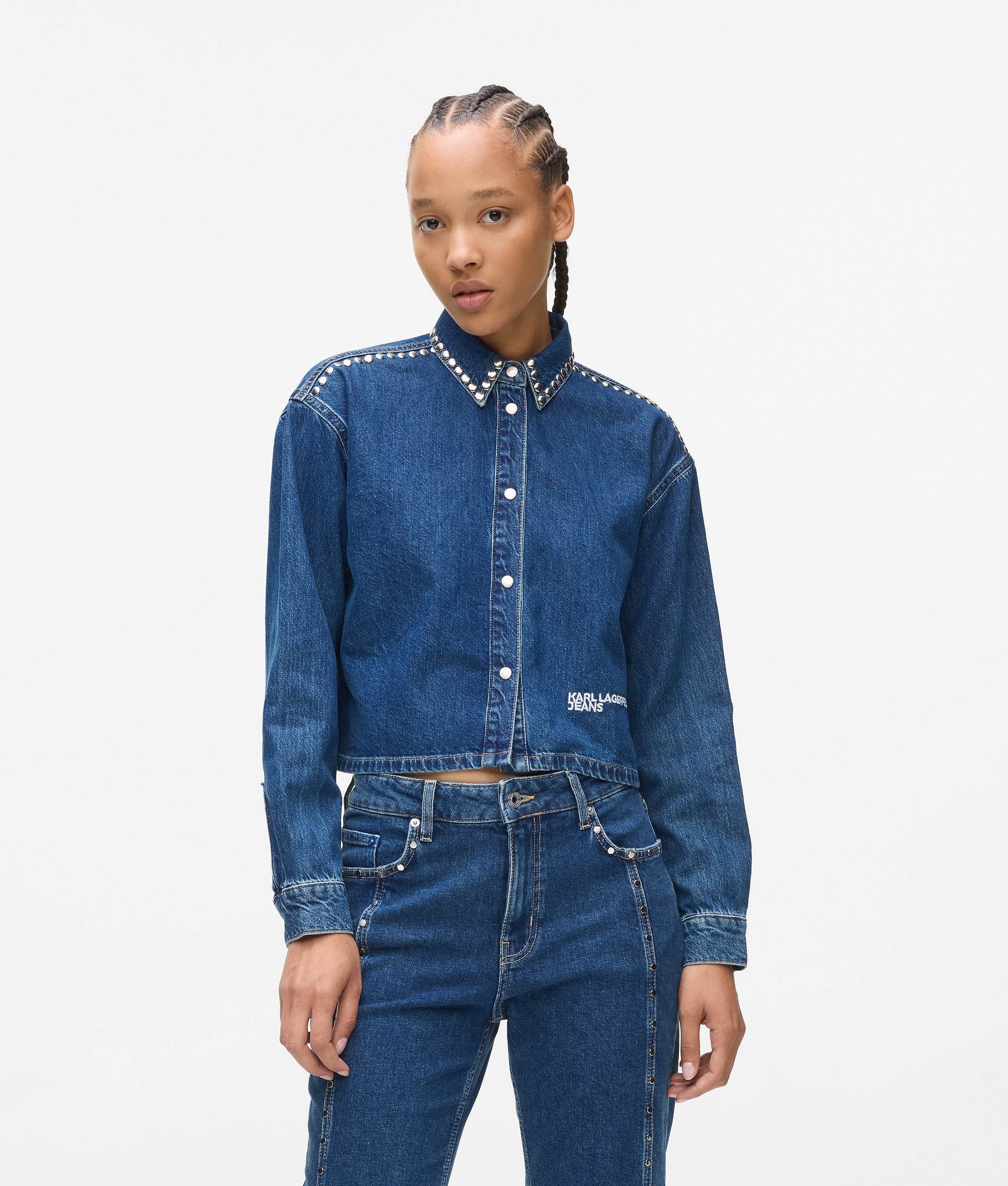 Studded denim shirt