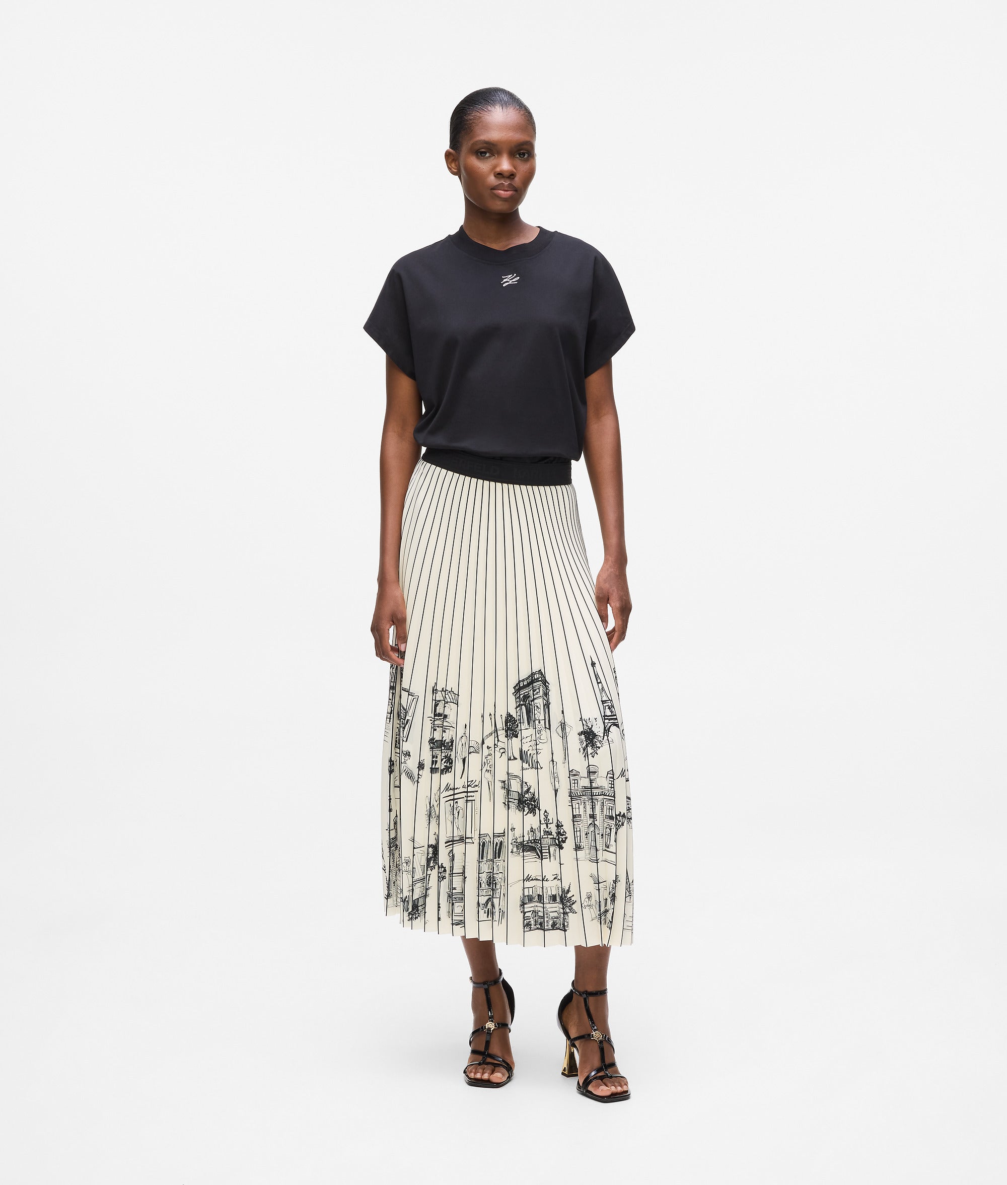 Paris sketch pleated skirt - Image 4