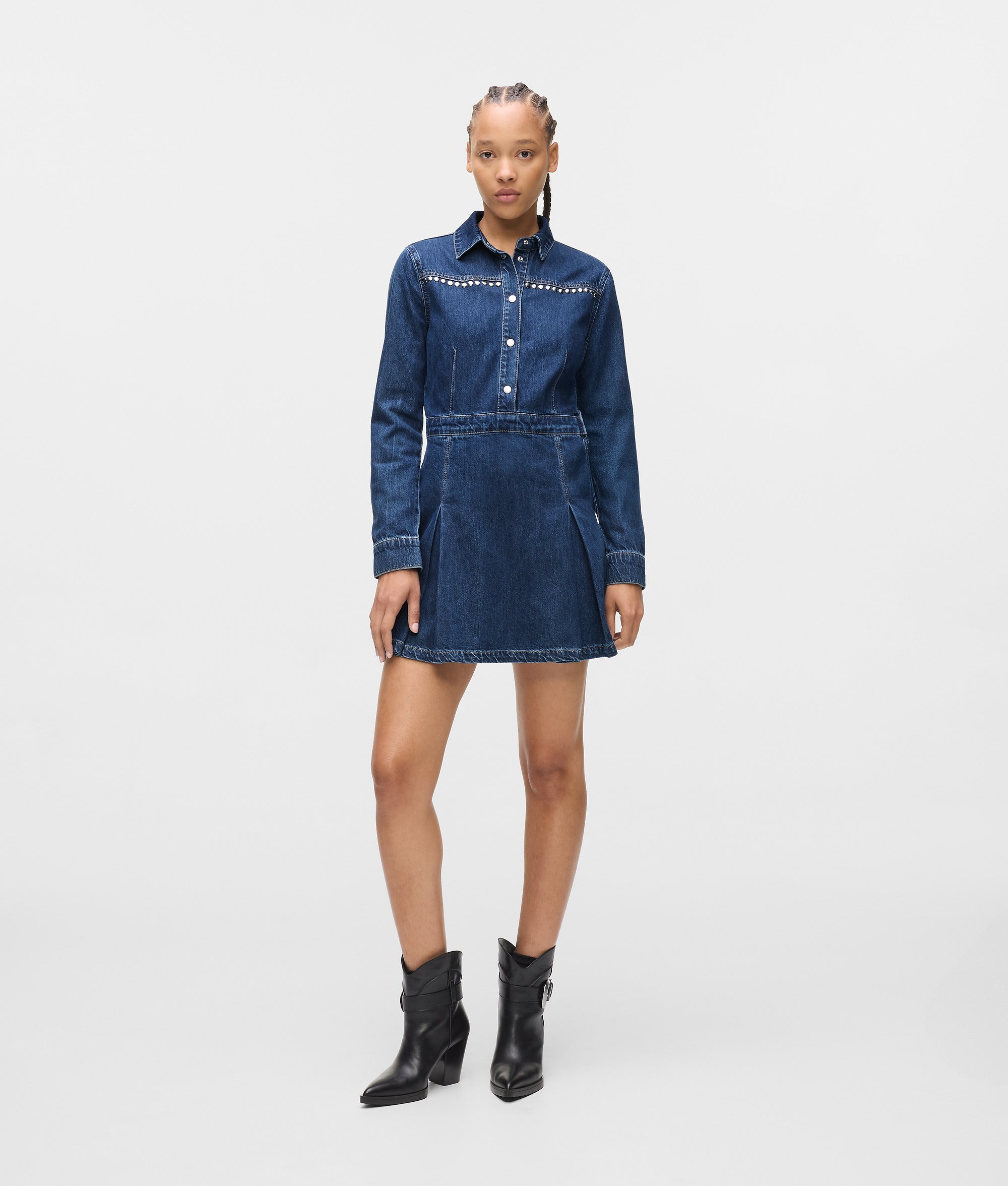 Studded denim dress
