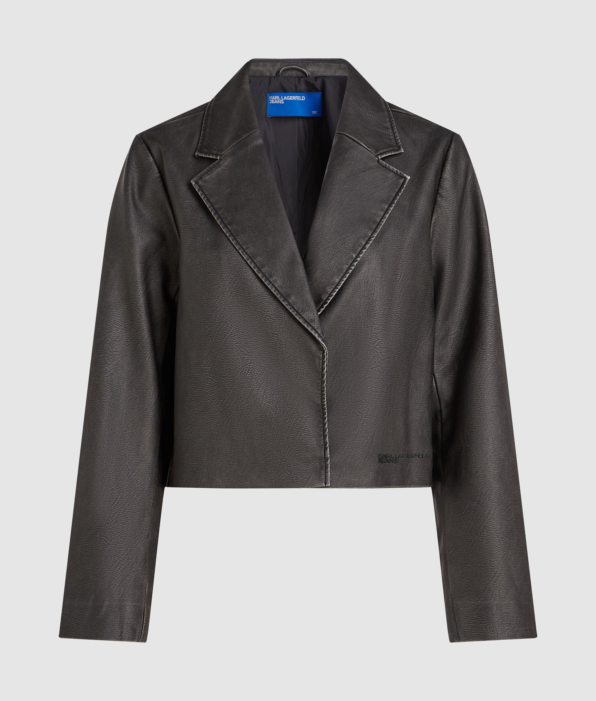 Distressed faux-leather blazer - Image 5