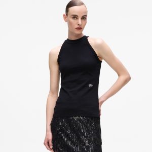 Rhinestone halter-neck top