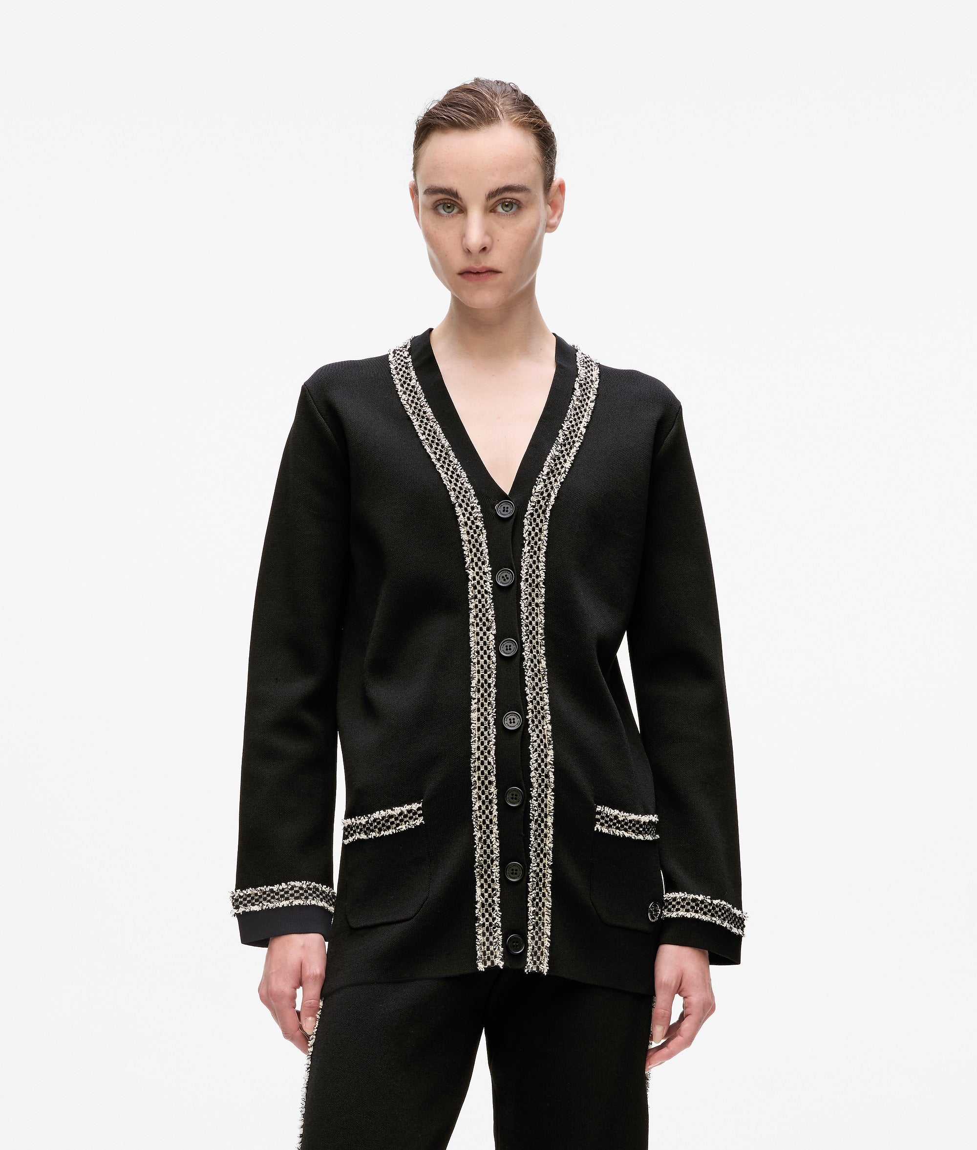 Boucl?? detail cardigan