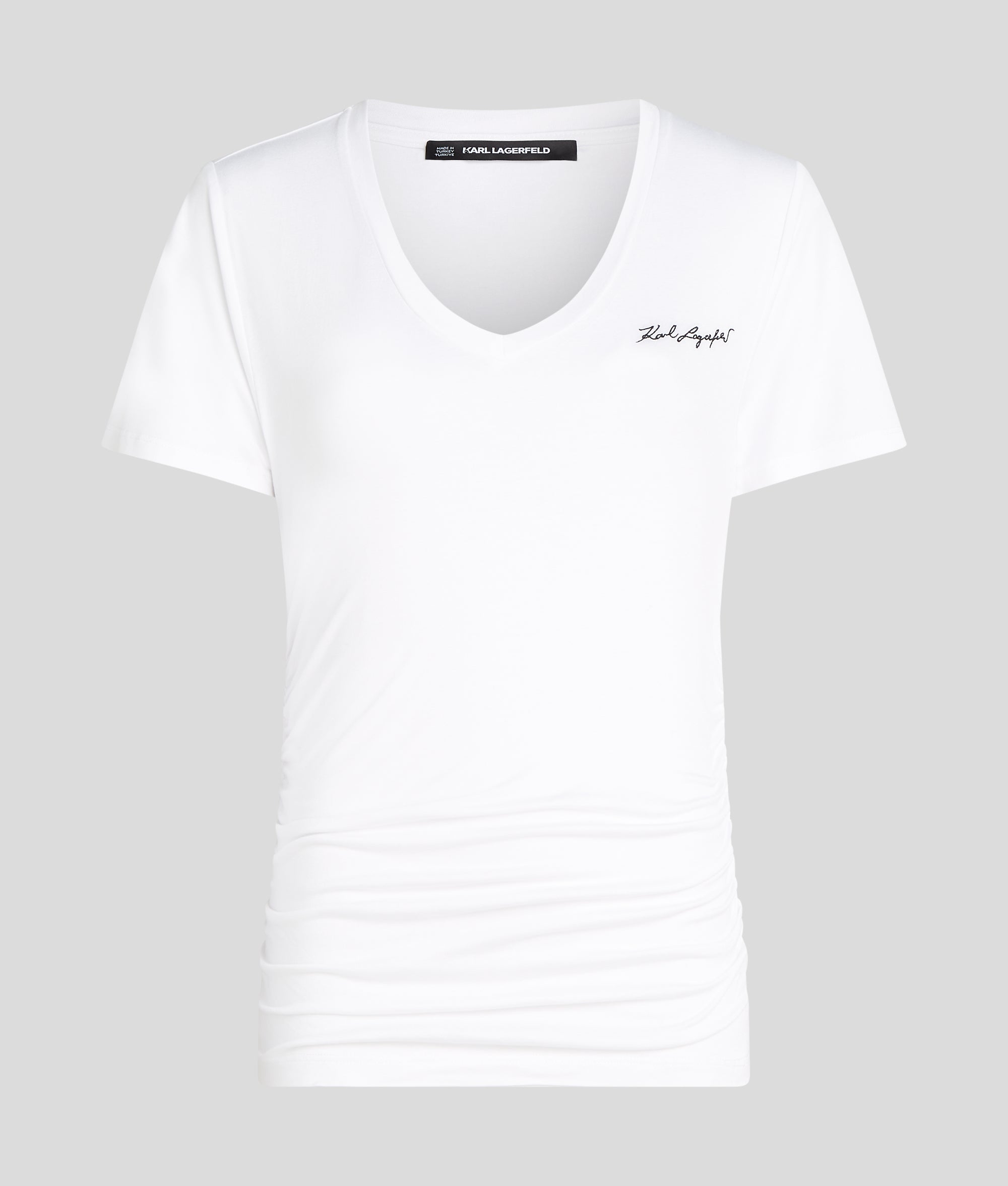 SIGNATURE V-NECK RUCHED T-SHIRT