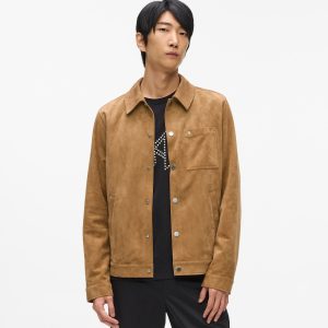 Faux suede trucker jacket