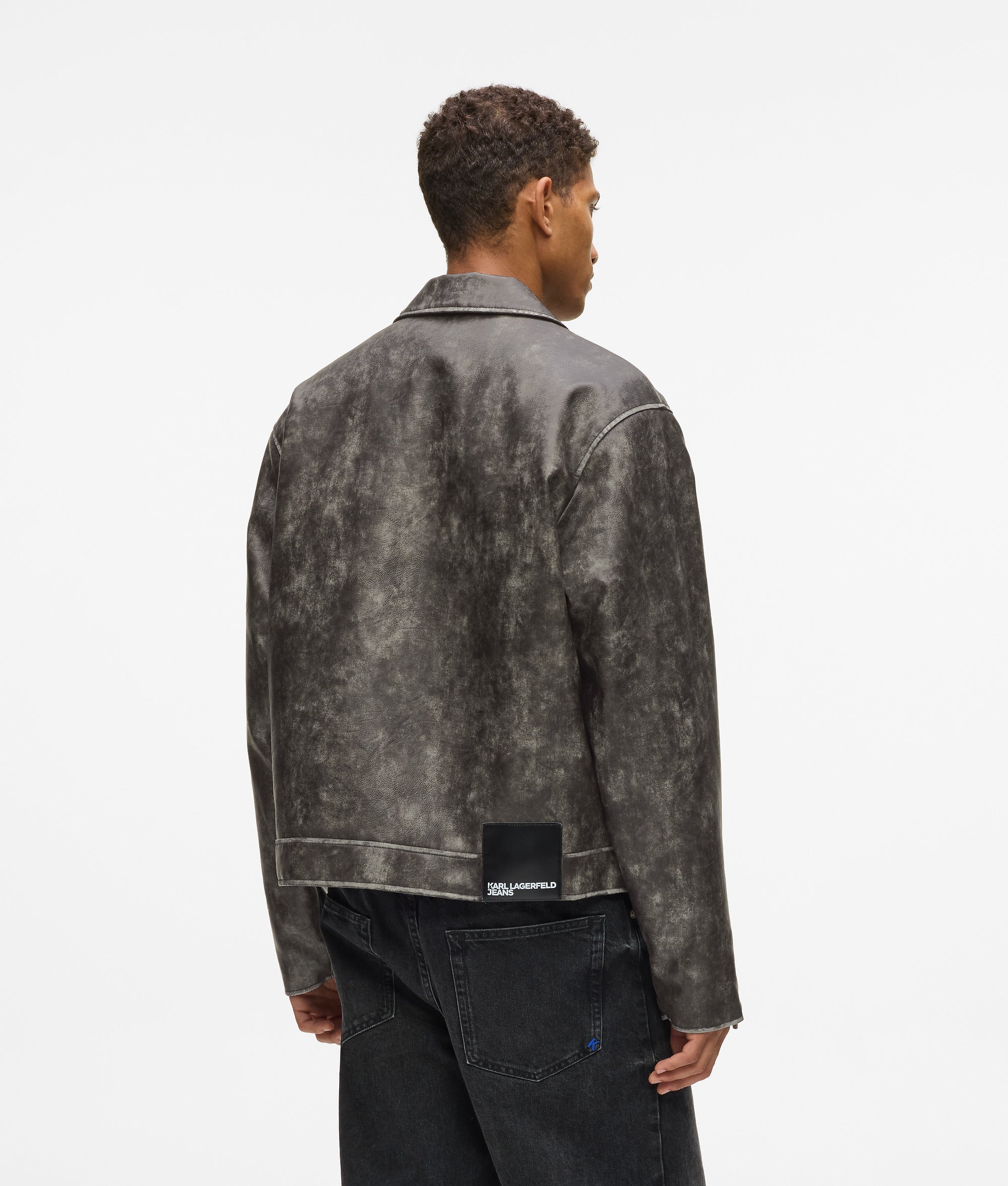 Distressed faux leather jacket - Image 3