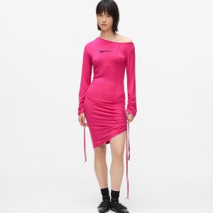 Off-shoulder drawstring dress