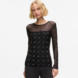 Rhinestone Autograph mesh top