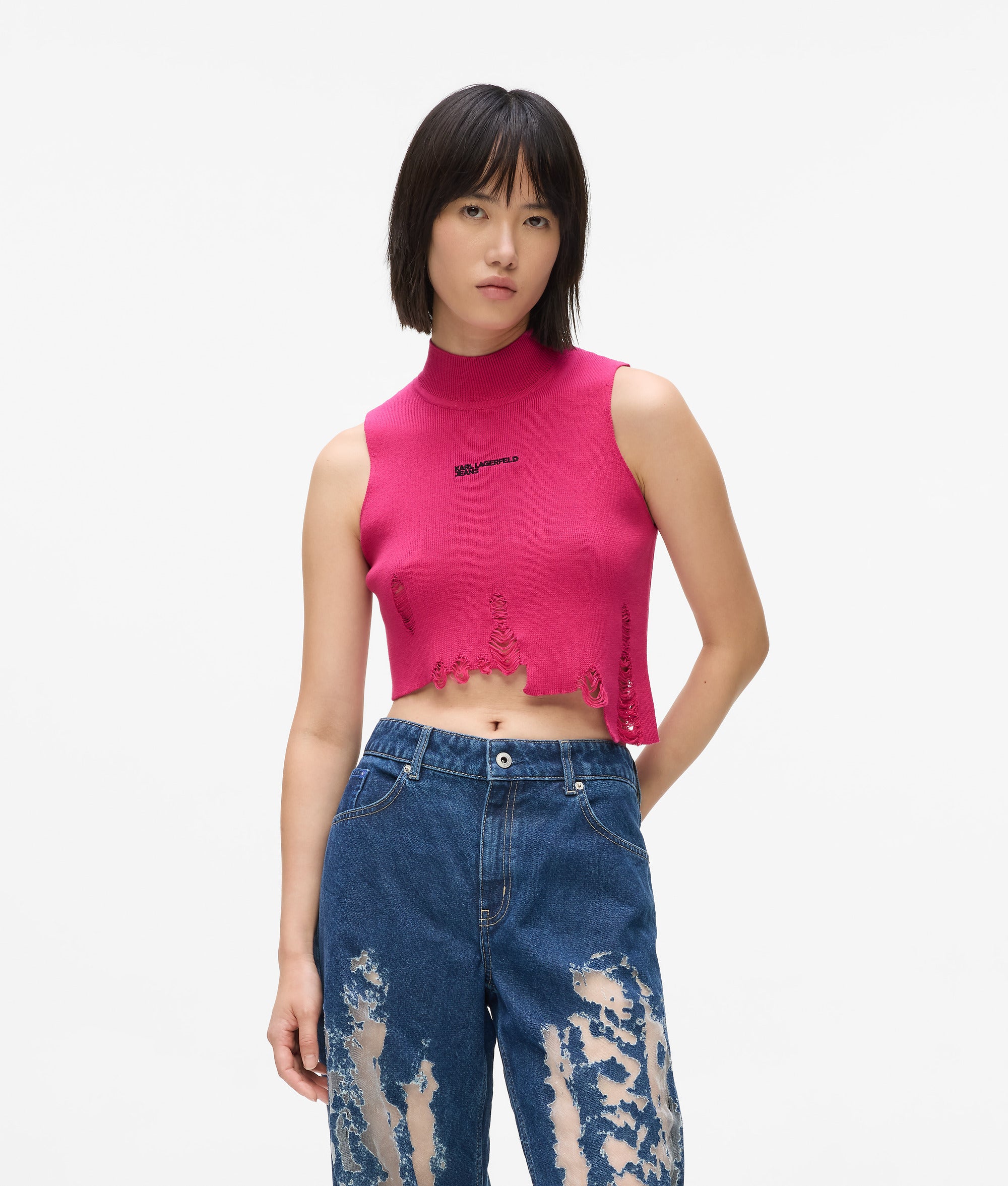 Distressed knitted top