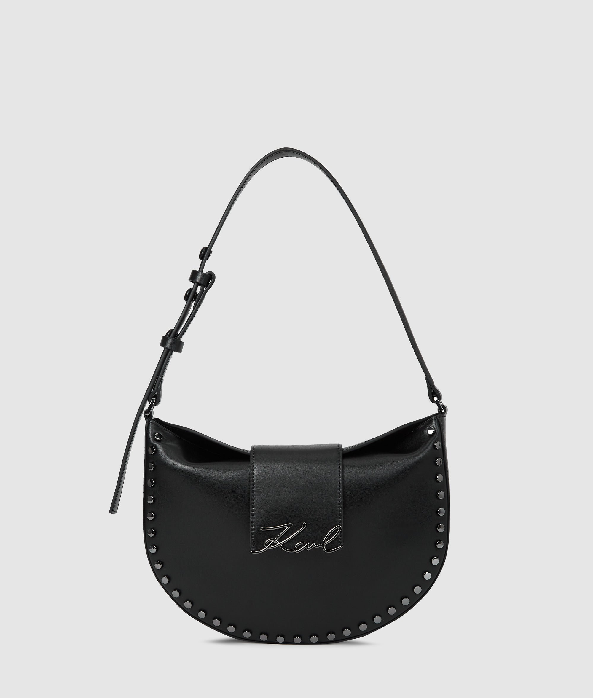 K/Signature studded moon bag